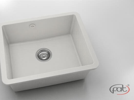 Chiuvetă cu o cuvă din FatGranit Pure White
