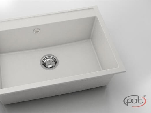 Chiuvetă cu o cuvă din FatGranit Pure White