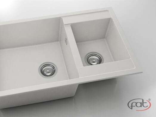 Chiuvetă cu 2 cuve din FatGranit Pure White