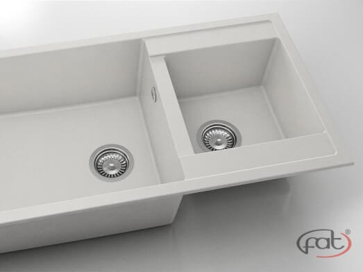 Chiuvetă cu 2 cuve din FatGranit Pure White