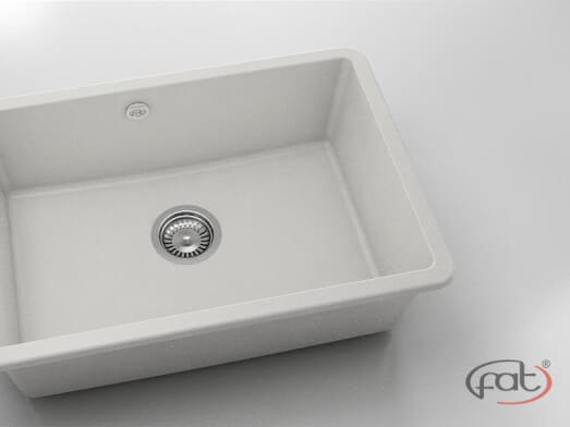 Chiuvetă cu o cuvă din FatGranit Pure White