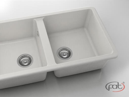 Chiuvetă cu 2 cuve din FatGranit Pure White