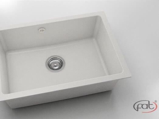 Chiuvetă cu 1 cuvă și 3 tipuri de instalare din FatGranit Pure White